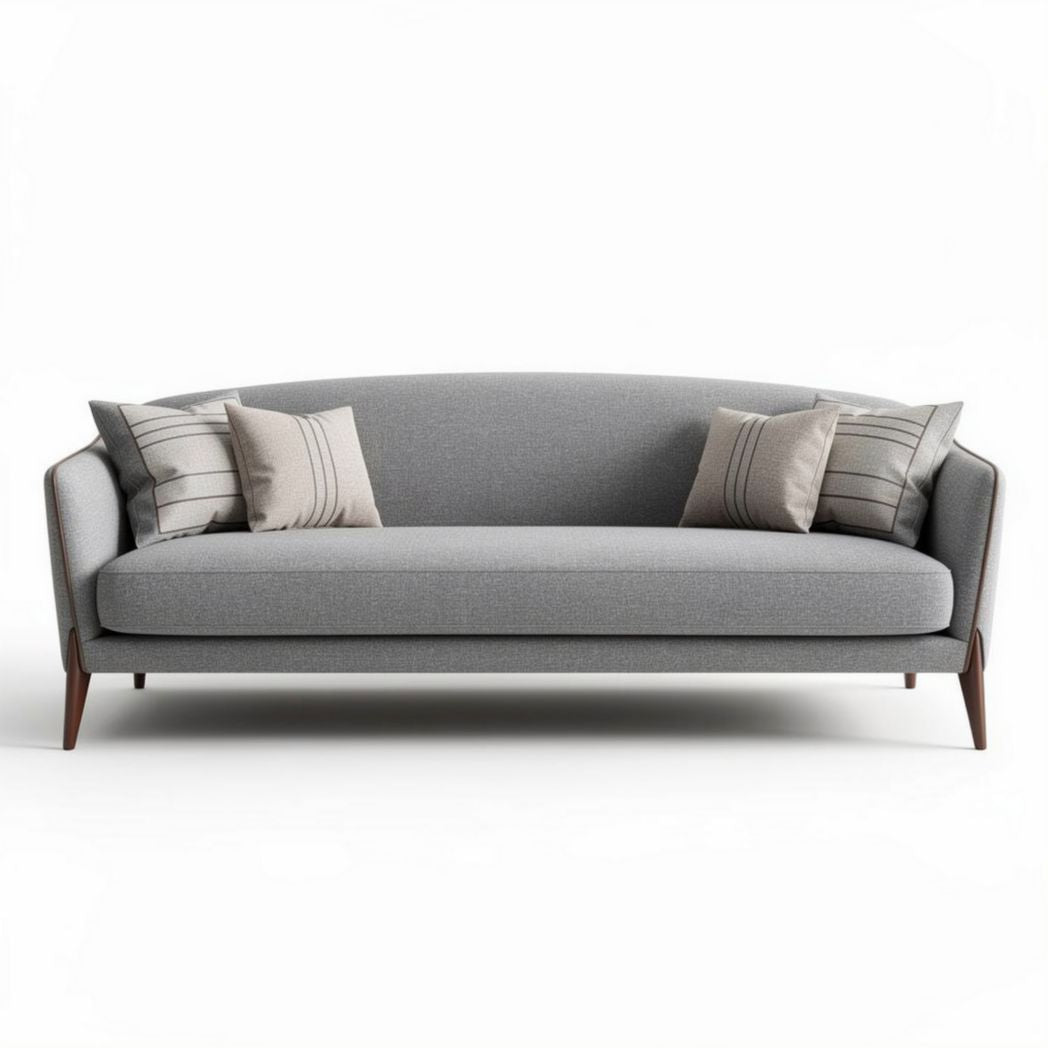 Canapé gris en tissu avec coussins décoratifs dimensions 200 x 80 x 75cm