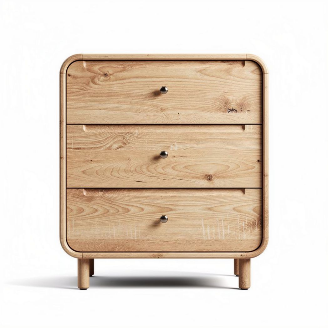 Commode en bois naturel avec trois tiroirs dimensions 60 x 40 x 80cm