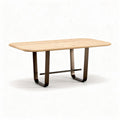 Table rectangulaire en bois naturel avec piètement en métal noir 150 x 80 x 75cm