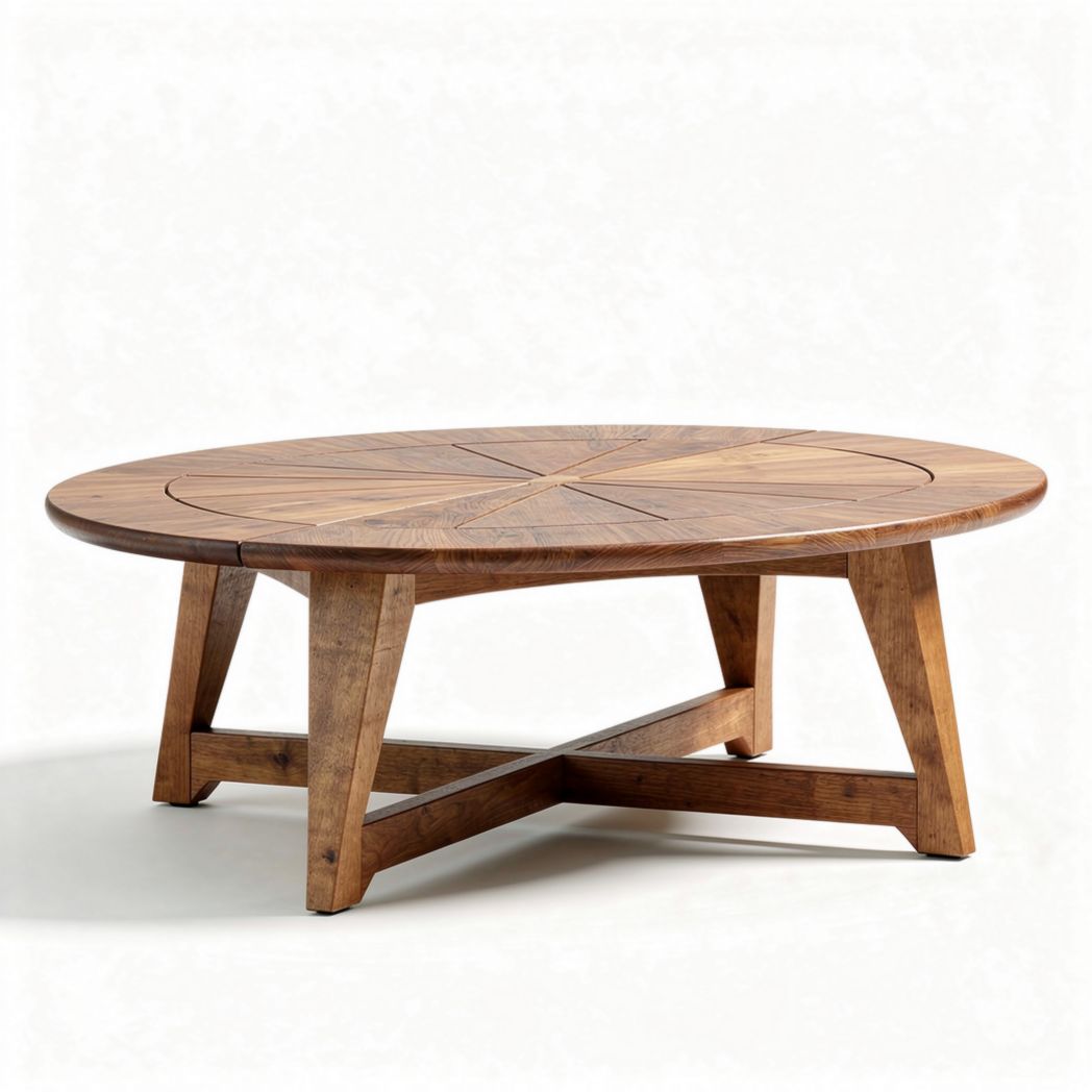 Table basse ronde en bois massif dimensions 120 x 120 x 45 cm pour salon