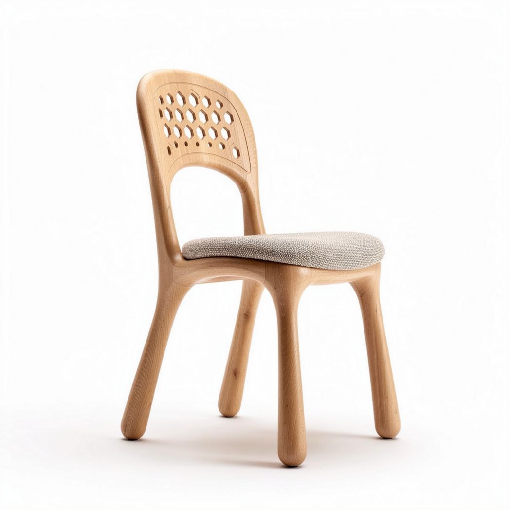Chaise en bois avec assise en tissu gris pour intérieur 40 x 40 x 85cm