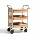 Chariot de rangement en métal et bois avec trois niveaux mobile 80 x 45 x 90cm