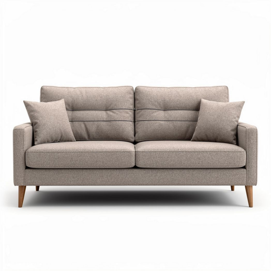Canapé moderne en tissu beige avec coussins amovibles 200 x 90 x 85cm