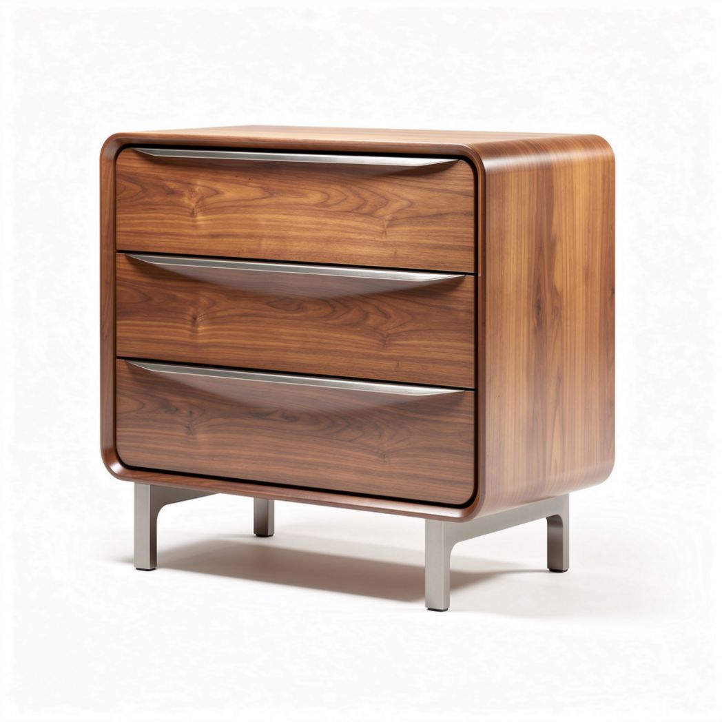 Commode en bois de noyer avec trois tiroirs dimensions 60 x 45 x 50cm