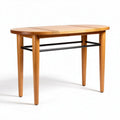 Table en bois d'érable rectangulaire avec plateau ovale et support noir 120 x 60 x 75cm