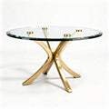 Table basse ronde en verre trempé et métal doré 90 x 90 x 45cm